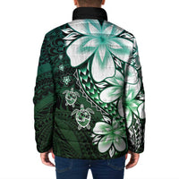 Polynesia Romantic Valentine Padded Jacket Sea Turtle Couple With Aqua Gradient Plumeria LT05 - Polynesian Pride