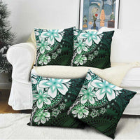 Polynesia Romantic Valentine Pillow Cover Sea Turtle Couple With Aqua Gradient Plumeria LT05 - Polynesian Pride