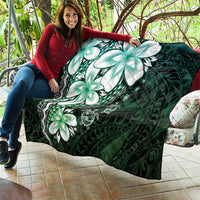 Polynesia Romantic Valentine Quilt Sea Turtle Couple With Aqua Gradient Plumeria LT05 - Polynesian Pride