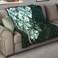 Polynesia Romantic Valentine Quilt Sea Turtle Couple With Aqua Gradient Plumeria LT05 - Polynesian Pride