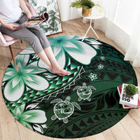 Polynesia Romantic Valentine Round Carpet Sea Turtle Couple With Aqua Gradient Plumeria LT05 - Polynesian Pride