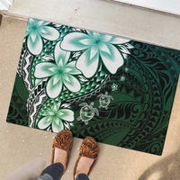 Polynesia Romantic Valentine Rubber Doormat Sea Turtle Couple With Aqua Gradient Plumeria LT05 - Polynesian Pride