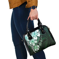 Polynesia Romantic Valentine Shoulder Handbag Sea Turtle Couple With Aqua Gradient Plumeria LT05 - Polynesian Pride