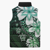 Polynesia Romantic Valentine Sleeveless Puffer Jacket Sea Turtle Couple With Aqua Gradient Plumeria LT05 - Polynesian Pride