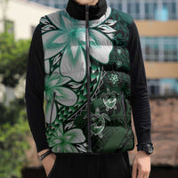 Polynesia Romantic Valentine Sleeveless Puffer Jacket Sea Turtle Couple With Aqua Gradient Plumeria LT05 - Polynesian Pride