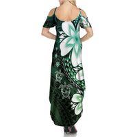 Polynesia Romantic Valentine Summer Maxi Dress Sea Turtle Couple With Aqua Gradient Plumeria LT05 - Polynesian Pride