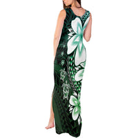 Polynesia Romantic Valentine Tank Maxi Dress Sea Turtle Couple With Aqua Gradient Plumeria LT05 - Polynesian Pride