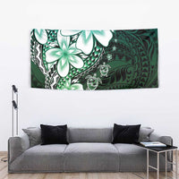Polynesia Romantic Valentine Tapestry Sea Turtle Couple With Aqua Gradient Plumeria LT05 - Polynesian Pride