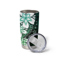 Polynesia Romantic Valentine Tumbler Cup Sea Turtle Couple With Aqua Gradient Plumeria LT05 - Polynesian Pride