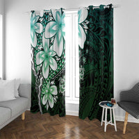 Polynesia Romantic Valentine Window Curtain Sea Turtle Couple With Aqua Gradient Plumeria