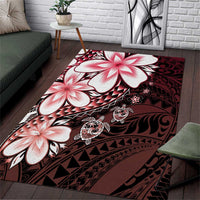 Polynesia Romantic Valentine Area Rug Sea Turtle Couple With Red Gradient Plumeria LT05 Red - Polynesian Pride