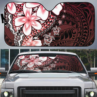 Polynesia Romantic Valentine Auto Sun Shade Sea Turtle Couple With Red Gradient Plumeria LT05 Red - Polynesian Pride
