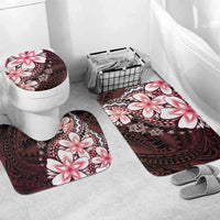 Polynesia Romantic Valentine Bathroom Set Sea Turtle Couple With Red Gradient Plumeria LT05 Mat Set Only (3 pcs) One Size Red - Polynesian Pride