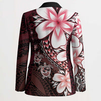 Polynesia Romantic Valentine Blazer Sea Turtle Couple With Red Gradient Plumeria LT05 - Polynesian Pride
