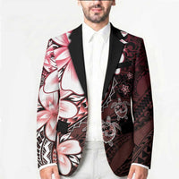 Polynesia Romantic Valentine Blazer Sea Turtle Couple With Red Gradient Plumeria LT05 - Polynesian Pride