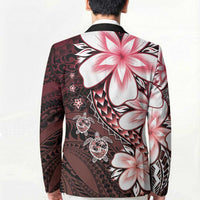 Polynesia Romantic Valentine Blazer Sea Turtle Couple With Red Gradient Plumeria LT05 - Polynesian Pride