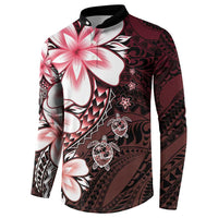 Polynesia Romantic Valentine Button Sweatshirt Sea Turtle Couple With Red Gradient Plumeria LT05 - Polynesian Pride