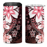 Polynesia Romantic Valentine 4 in 1 Can Cooler Tumbler Sea Turtle Couple With Red Gradient Plumeria LT05 One Size: 16 oz Red - Polynesian Pride