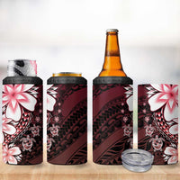Polynesia Romantic Valentine 4 in 1 Can Cooler Tumbler Sea Turtle Couple With Red Gradient Plumeria LT05 - Polynesian Pride