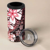 Polynesia Romantic Valentine 4 in 1 Can Cooler Tumbler Sea Turtle Couple With Red Gradient Plumeria LT05 - Polynesian Pride