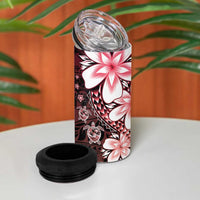 Polynesia Romantic Valentine 4 in 1 Can Cooler Tumbler Sea Turtle Couple With Red Gradient Plumeria LT05 - Polynesian Pride
