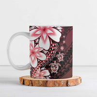 Polynesia Romantic Valentine Ceramic Mug Sea Turtle Couple With Red Gradient Plumeria LT05 Red - Polynesian Pride