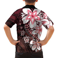 Polynesia Romantic Valentine Family Matching Off The Shoulder Long Sleeve Dress and Hawaiian Shirt Sea Turtle Couple With Red Gradient Plumeria