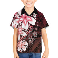 Polynesia Romantic Valentine Family Matching Summer Maxi Dress and Hawaiian Shirt Sea Turtle Couple With Red Gradient Plumeria