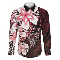 Polynesia Romantic Valentine Family Matching Tank Maxi Dress and Hawaiian Shirt Sea Turtle Couple With Red Gradient Plumeria