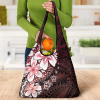 Polynesia Romantic Valentine Grocery Bag Sea Turtle Couple With Red Gradient Plumeria LT05 - Polynesian Pride
