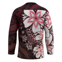 Polynesia Romantic Valentine Hockey Jersey Sea Turtle Couple With Red Gradient Plumeria LT05 - Polynesian Pride