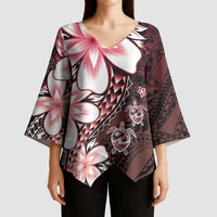 Polynesia Romantic Valentine Kimono Sleeve Blouse Sea Turtle Couple With Red Gradient Plumeria LT05 - Polynesian Pride