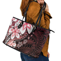 Polynesia Romantic Valentine Leather Tote Bag Sea Turtle Couple With Red Gradient Plumeria LT05 - Polynesian Pride