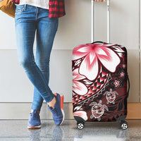Polynesia Romantic Valentine Luggage Cover Sea Turtle Couple With Red Gradient Plumeria LT05 - Polynesian Pride