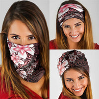 Polynesia Romantic Valentine Neck Gaiter Sea Turtle Couple With Red Gradient Plumeria LT05 - Polynesian Pride