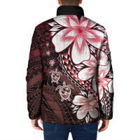 Polynesia Romantic Valentine Padded Jacket Sea Turtle Couple With Red Gradient Plumeria LT05 - Polynesian Pride