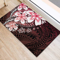 Polynesia Romantic Valentine Rubber Doormat Sea Turtle Couple With Red Gradient Plumeria LT05 - Polynesian Pride