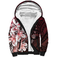 Polynesia Romantic Valentine Sherpa Hoodie Sea Turtle Couple With Red Gradient Plumeria LT05 Unisex Red - Polynesian Pride