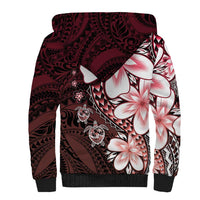 Polynesia Romantic Valentine Sherpa Hoodie Sea Turtle Couple With Red Gradient Plumeria LT05 - Polynesian Pride