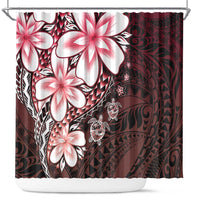 Polynesia Romantic Valentine Shower Curtain Sea Turtle Couple With Red Gradient Plumeria LT05 Red - Polynesian Pride