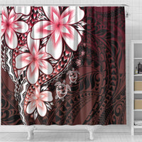 Polynesia Romantic Valentine Shower Curtain Sea Turtle Couple With Red Gradient Plumeria LT05 - Polynesian Pride