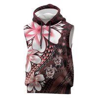 Polynesia Romantic Valentine Sleeveless Hoodie Sea Turtle Couple With Red Gradient Plumeria LT05 Red - Polynesian Pride