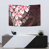 Polynesia Romantic Valentine Tapestry Sea Turtle Couple With Red Gradient Plumeria LT05 - Polynesian Pride