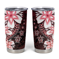 Polynesia Romantic Valentine Tumbler Cup Sea Turtle Couple With Red Gradient Plumeria LT05 Red - Polynesian Pride