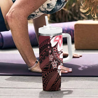 Polynesia Romantic Valentine Tumbler With Handle Sea Turtle Couple With Red Gradient Plumeria LT05 - Polynesian Pride