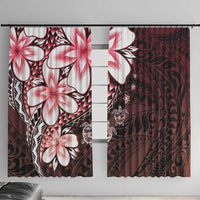 Polynesia Romantic Valentine Window Curtain Sea Turtle Couple With Red Gradient Plumeria LT05 With Hooks Red - Polynesian Pride