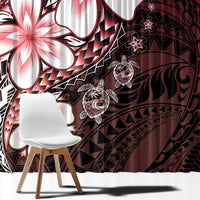 Polynesia Romantic Valentine Window Curtain Sea Turtle Couple With Red Gradient Plumeria LT05 - Polynesian Pride