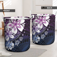 Polynesia Romantic Valentine Laundry Basket Sea Turtle Couple With Purple Gradient Plumeria LT05 - Polynesian Pride