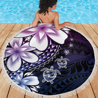 Polynesia Romantic Valentine Beach Blanket Sea Turtle Couple With Purple Gradient Plumeria LT05 - Polynesian Pride