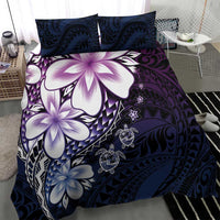 Polynesia Romantic Valentine Bedding Set Sea Turtle Couple With Purple Gradient Plumeria LT05 - Polynesian Pride